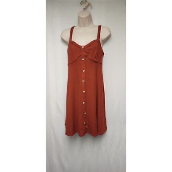 No Boundaries Knit Spaghetti Strap Dress Color Orange Size Large - Picture 4 of 7